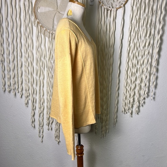 Eileen Fisher Linen Knit Sweater Size M Color is a Light Dijon Mustard Color - Picture 6 of 11
